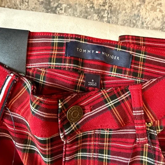 NWT Tommy Hilfiger Plaid Red Tribecca Skinny Pant - Picture 4 of 6